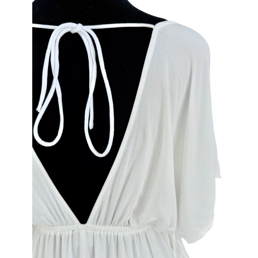 ASOS Maternity White V-Neck Maxi Dress Butterfly Sleeve Empire Waist Boho - Picture 13 of 16